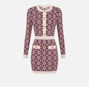 Elisabetta Franchi Mini Abiti | Abiti In Maglia^Miniabito logo jacquard RougeNoir/Burro