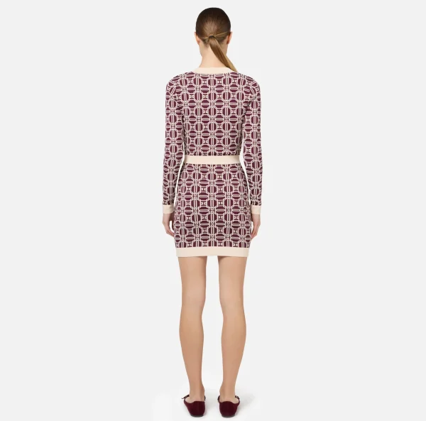 Elisabetta Franchi Mini Abiti | Abiti In Maglia^Miniabito logo jacquard RougeNoir/Burro