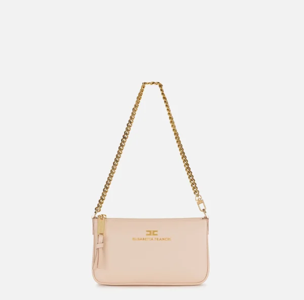 Elisabetta Franchi Borse A Spalla^Miniborsa a tracolla in pelle con lettering Carne