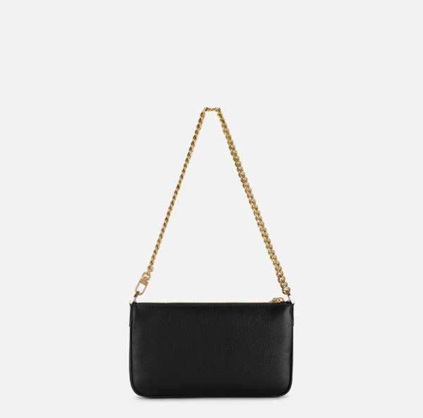 Elisabetta Franchi Borse A Spalla^Miniborsa a tracolla in pelle con lettering Nero