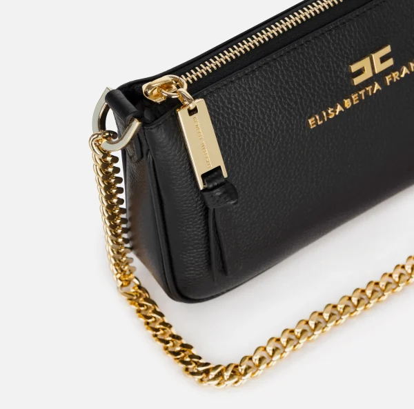 Elisabetta Franchi Borse A Spalla^Miniborsa a tracolla in pelle con lettering Nero