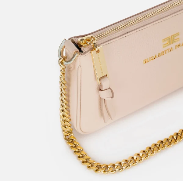 Elisabetta Franchi Borse A Spalla^Miniborsa a tracolla in pelle con lettering Carne