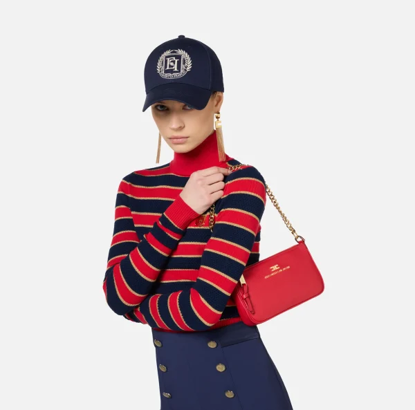 Elisabetta Franchi Borse A Spalla^Miniborsa a tracolla in pelle con lettering RedPassion