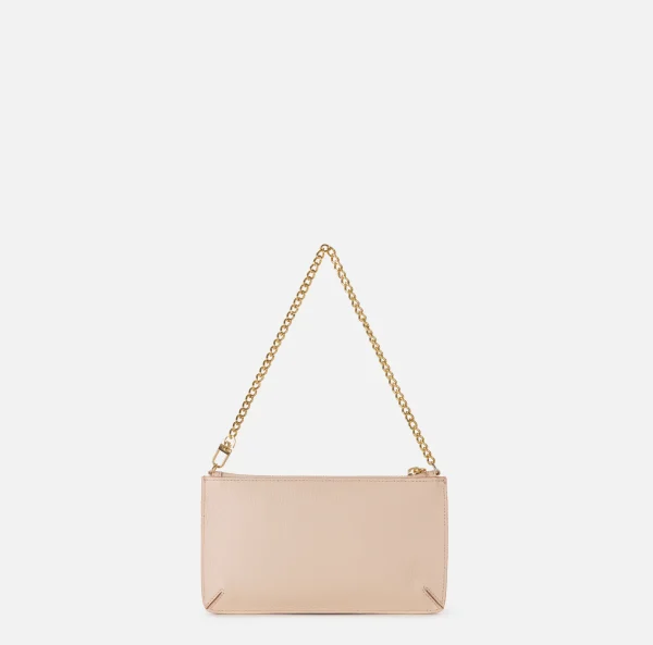 Elisabetta Franchi Borse A Spalla^Miniborsa baguette a tracolla in pelle con lettering Carne