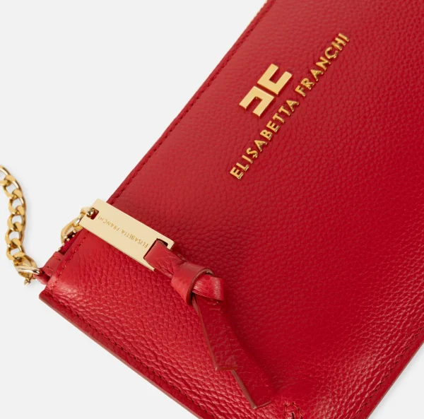 Elisabetta Franchi Borse A Spalla^Miniborsa baguette a tracolla in pelle con lettering RedPassion