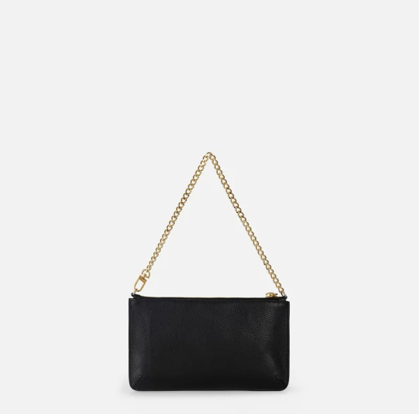 Elisabetta Franchi Borse A Spalla^Miniborsa baguette a tracolla in pelle con lettering Nero