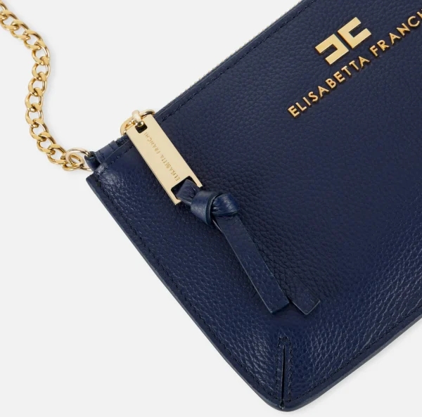 Elisabetta Franchi Borse A Spalla^Miniborsa baguette a tracolla in pelle con lettering Navy