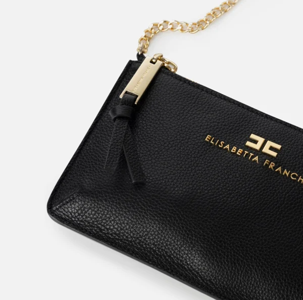 Elisabetta Franchi Borse A Spalla^Miniborsa baguette a tracolla in pelle con lettering Nero