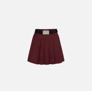Elisabetta Franchi Gonne^Minigonna a pieghe in nylon tecnico leggero RougeNoir