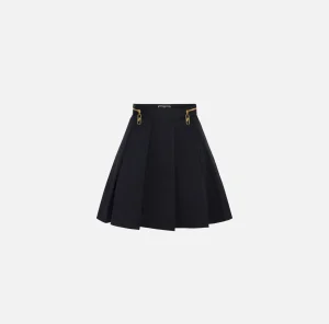 Elisabetta Franchi Gonne^Minigonna a pieghe in nylon tecnico con zip Nero