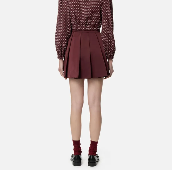 Elisabetta Franchi Gonne^Minigonna a pieghe in nylon tecnico con zip RougeNoir