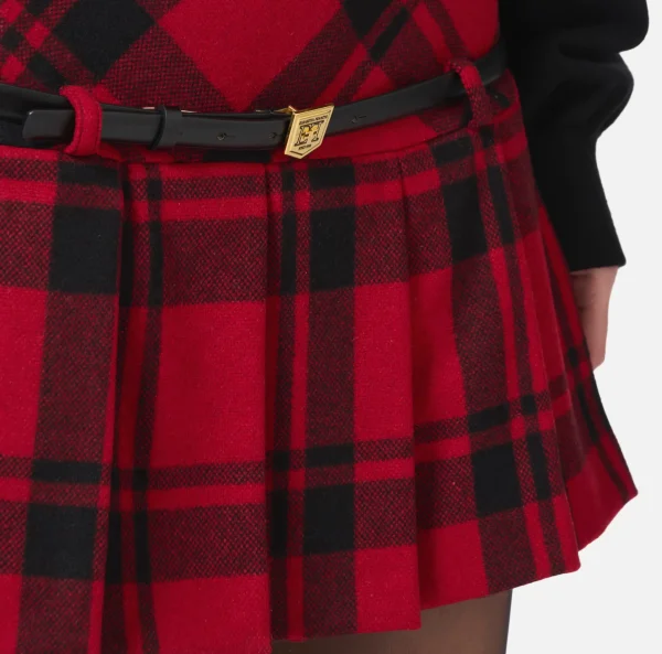 Elisabetta Franchi Gonne^Minigonna a pieghe in tartan di lana RedPassion/Nero