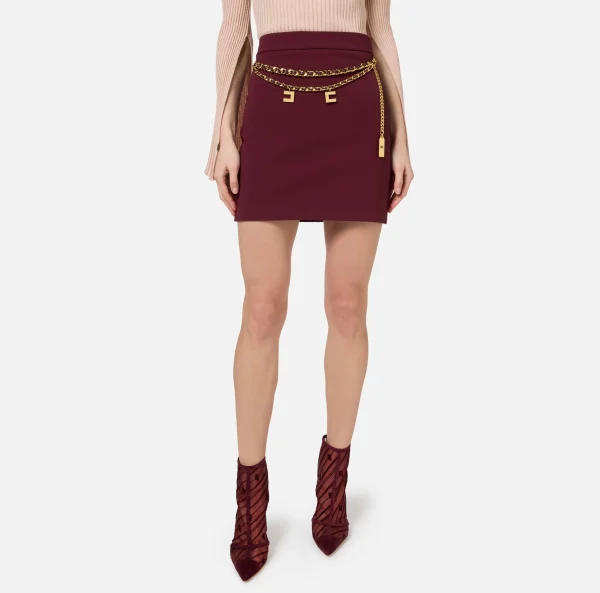 Elisabetta Franchi Gonne | Tailleur^Minigonna in crêpe stretch con cintura RougeNoir