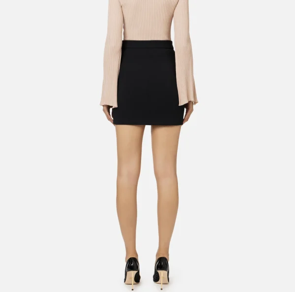 Elisabetta Franchi Gonne | Tailleur^Minigonna in crêpe stretch con cintura Nero