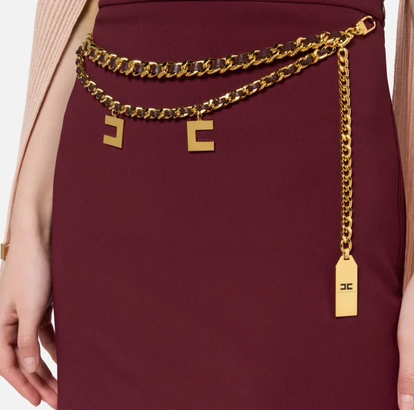 Elisabetta Franchi Gonne | Tailleur^Minigonna in crêpe stretch con cintura RougeNoir