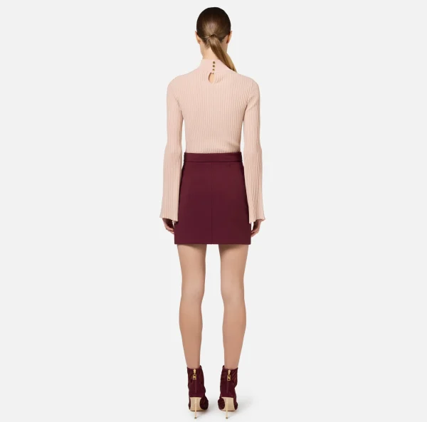 Elisabetta Franchi Gonne | Tailleur^Minigonna in crêpe stretch con cintura RougeNoir