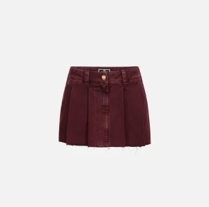 Elisabetta Franchi Gonne^Minigonna in denim plissé RougeNoir