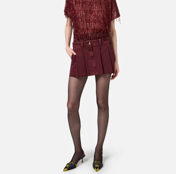 Elisabetta Franchi Gonne^Minigonna in denim plissé RougeNoir