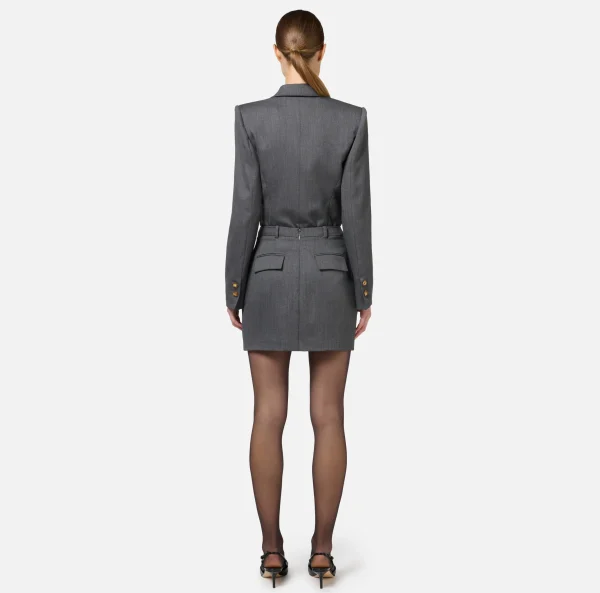 Elisabetta Franchi Gonne | Tailleur^Minigonna in fresco lana con etichetta jacquard SteelMelange