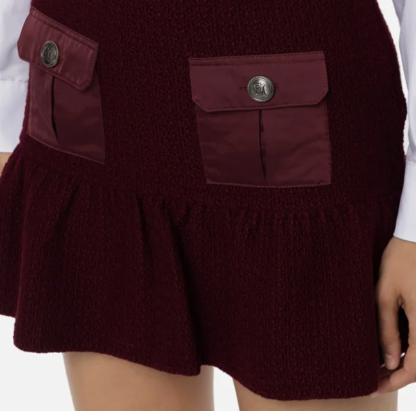 Elisabetta Franchi Gonne^Minigonna in lana bouclé con tasche in vela tecnica RougeNoir