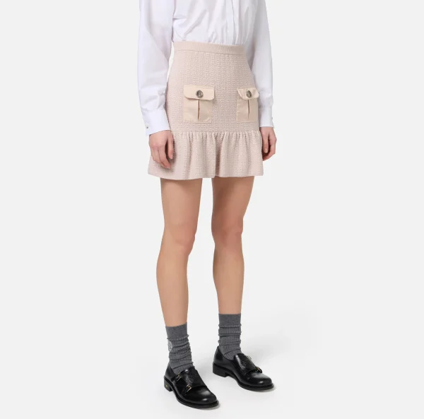 Elisabetta Franchi Gonne^Minigonna in lana bouclé con tasche in vela tecnica Lattice