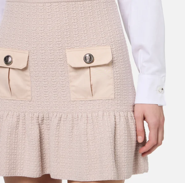 Elisabetta Franchi Gonne^Minigonna in lana bouclé con tasche in vela tecnica Lattice
