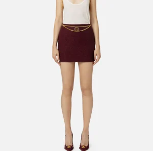 Elisabetta Franchi Gonne^Minigonna in tweed laminato con accessorio logo RougeNoir