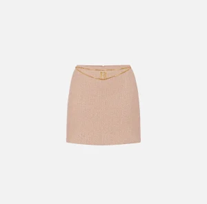 Elisabetta Franchi Gonne^Minigonna in tweed laminato con accessorio logo PeachRose
