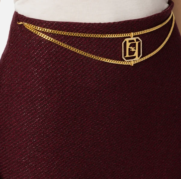 Elisabetta Franchi Gonne^Minigonna in tweed laminato con accessorio logo RougeNoir