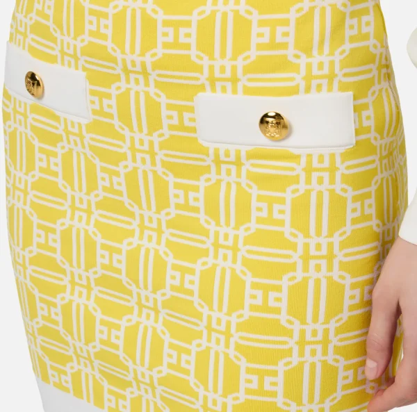 Elisabetta Franchi Gonne^Minigonna in viscosa jacquard con logo Mimosa/Avorio