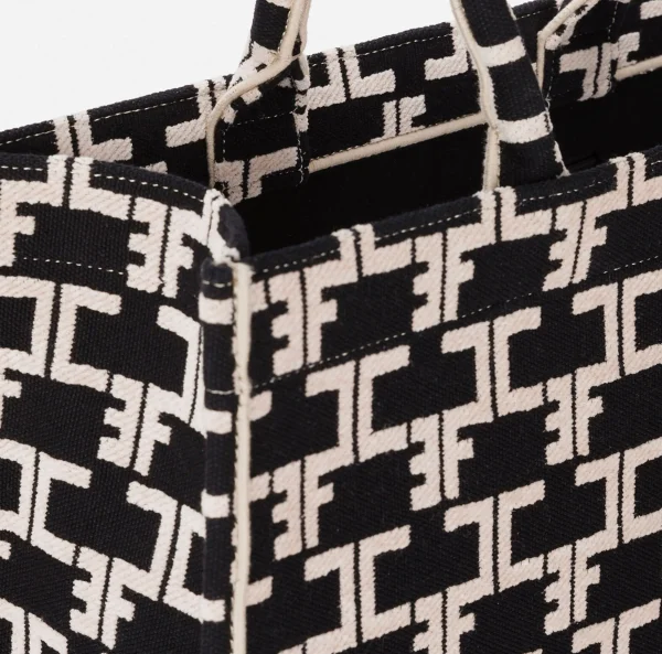 Elisabetta Franchi Borse A Mano^Monogram Tote Large Nero/Burro