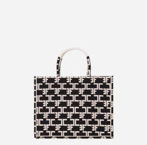 Elisabetta Franchi Borse A Mano^Monogram Tote Medium Nero/Burro