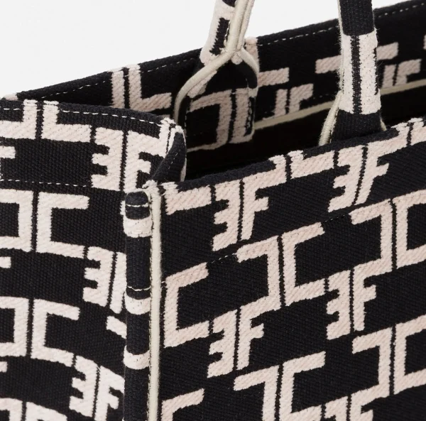 Elisabetta Franchi Borse A Mano^Monogram Tote Medium Nero/Burro