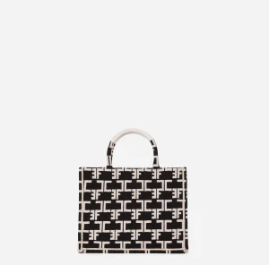 Elisabetta Franchi Borse A Mano^Monogram Tote Small Nero/Burro