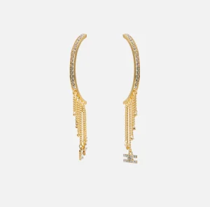 Elisabetta Franchi Bijoux^Orecchini a semicerchio in metallo dorato con charms OroGiallo