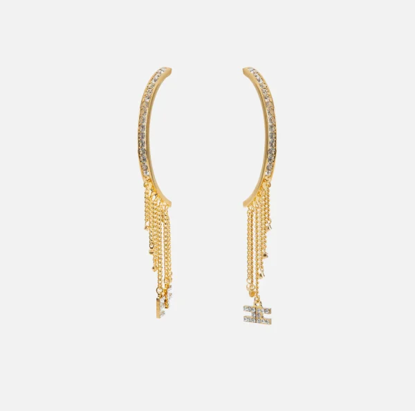 Elisabetta Franchi Bijoux^Orecchini a semicerchio in metallo dorato con charms OroGiallo