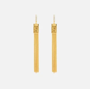 Elisabetta Franchi Bijoux^Orecchini ad anella in metallo dorato con nappe OroGiallo