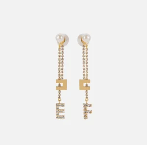 Elisabetta Franchi Bijoux^Orecchini con catena in strass crystal OroGiallo