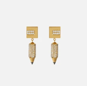 Elisabetta Franchi Bijoux^Orecchini con strass a forma di matita OroGiallo