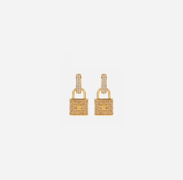 Elisabetta Franchi Bijoux^Orecchini coppia lucchetti OroGiallo