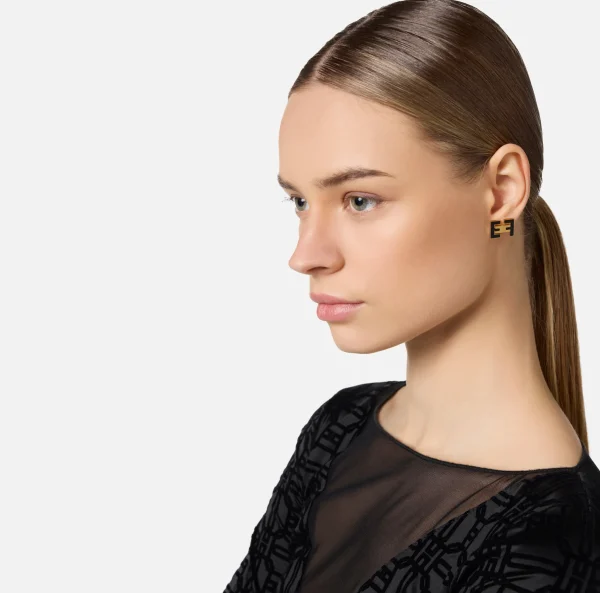 Elisabetta Franchi Bijoux^Orecchini logo EF OroGiallo