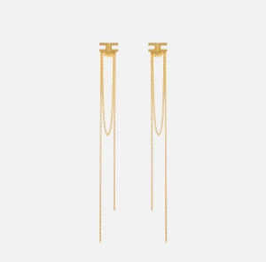 Elisabetta Franchi Bijoux^Orecchini logo pendenti in metallo OroGiallo