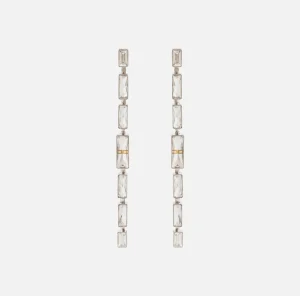 Elisabetta Franchi Bijoux^Orecchini pendenti con cristalli rettangolari Silver/Crystal