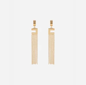 Elisabetta Franchi Bijoux^Orecchini Pendenti Con Logo Oro