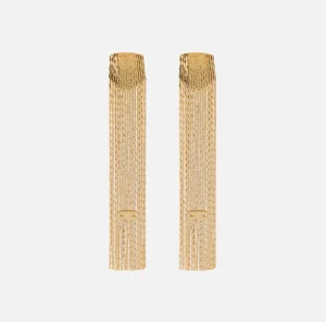 Elisabetta Franchi Bijoux^Orecchini pendenti in metallo con logo saldato OroGiallo