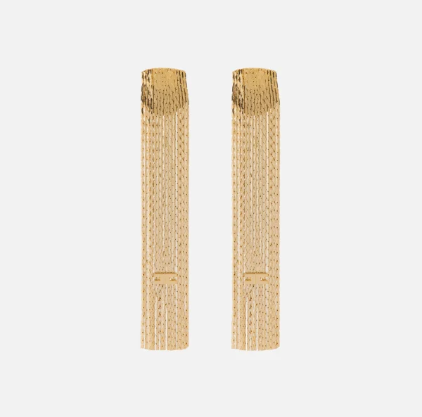Elisabetta Franchi Bijoux^Orecchini pendenti in metallo con logo saldato OroGiallo