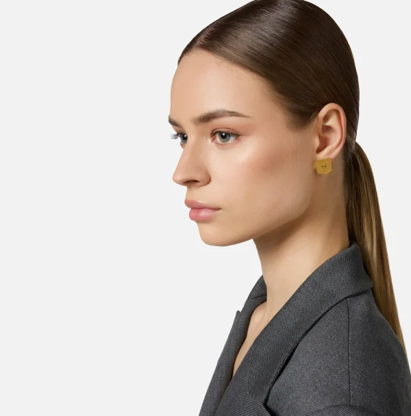 Elisabetta Franchi Bijoux^Orecchini stemma logo OroGiallo