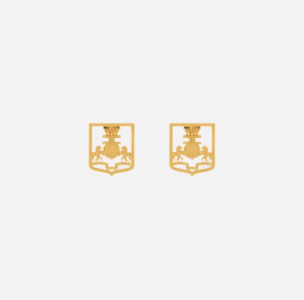 Elisabetta Franchi Bijoux^Orecchini stemma logo in metallo OroGiallo