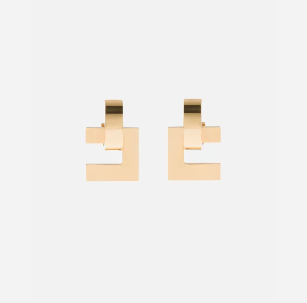 Elisabetta Franchi Bijoux^Orecchino Logo Geometrico Oro