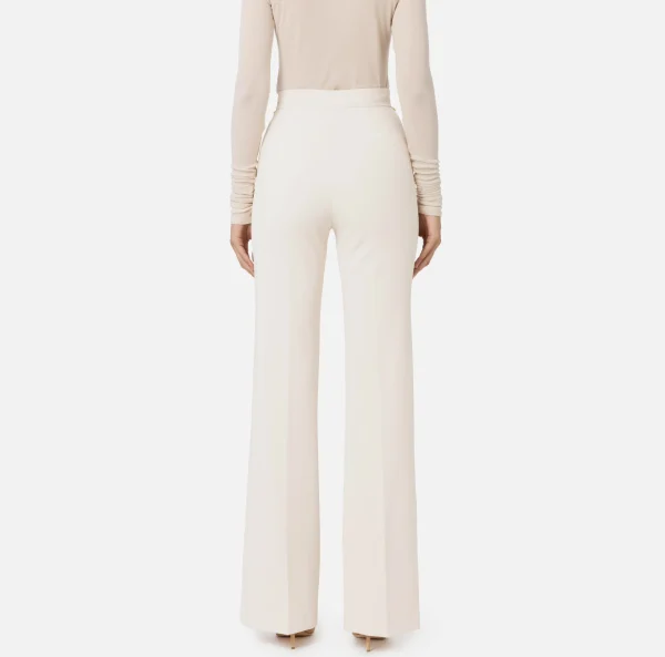 Elisabetta Franchi Pantaloni E Shorts^Pantalone a palazzo in crêpe stretch con cintura Burro